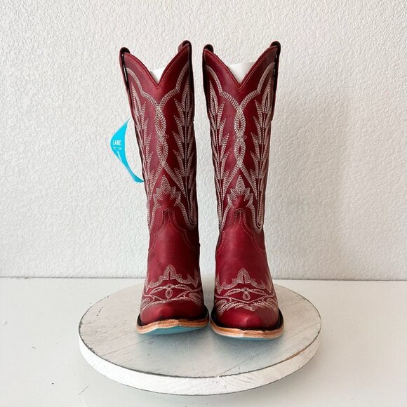 Lane LEXINGTON Red Cowboy Boots Womens 6.5 Leather Western Wear Snip Toe Tall - Picture 7 of 13